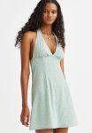 Halterneck Cr Pe Dress - Light Green small Flowers