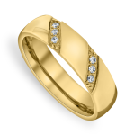 Goldair Gold Plated Stainless Steel Cubic Zirconia Diagonal Channel Mens Ring