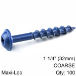 Kreg Blue Kote Pocket Hole Screws 32MM 1.25' 8 Coarse Thread Mx Loc 1