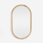 Emerging Creatives Halo Solid Oak Pill Mirror With LED
