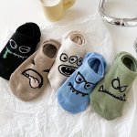 5 Pairs Funny Expression Socks Comfy & Lightweight Invisible Socks Women's Stockings & Hosiery