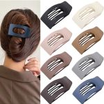 8 Pack Flat Hair Clips For Women Large Matte Rectangle No-slip Claw Clips Strong Hold Square Hair Accessories For Thick & Thin H