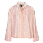 Embroidered Floral Stripe Shirt - Peach S m