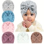3PCS Warm Bow Hats For Newborns And Infants - Solid Colors Stripes And Frayed Design - Perfect For Baby Girls And Boys