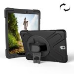 For Galaxy Tab S3 9.7 Inch T820 360 Degree Rotation PC + Silicone Protective Case With Holder & Hand-strap Black