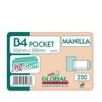 Global B4 353 250 Manilla Gum Envelopes 250BX