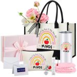 Paterr 7 Pcs Teacher Appreciation Week Gifts For Women Include 20OZ Stainless Steel Tumbler Tote Bag Makeup Bag Socks Keychain T