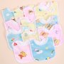 5PCS/8PCS Random Pattern Pink Blue Yellow Series Baby Cotton Feeding Bibs Newborn Waterproof Cute Bib Easter Gift