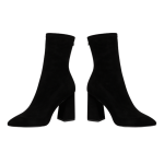 Black Suede Block Heel Ankle Boots