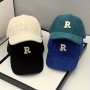 Corduroy R Letter Hat For Men Women Fashion Baseball Cap