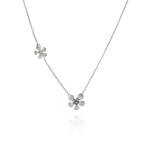 Twin Blossom Necklace - White Gold Vermeil