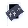 3 Piece Cross & Crown Jewellery In Box - Zirconia Necklace & Earrings Set
