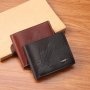 Men's Pu Leather Eagle Pattern Short Wallet Multiple Card Slots Purse Large Capacity Card Cash Holder