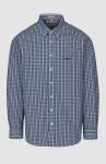 Mens Alan Check Long Sleeve Classic Shirt In Blue - Blue 4XL