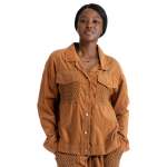 Crochet Pocket Corduroy Shirt - Burnt Orange L xl