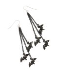 Silver Multi Chain Bat Drop Earrings