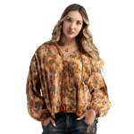Speckled Animal Print Top - Burnt Orange Free