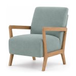 Sage Green Fabric Occasional Chair With Rubberwood Frame