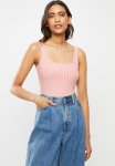 Cotton On Gina Square Neck Rib Tank Top - Pink