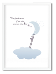 Decor Print Ladder To The Moon - White Framed A4