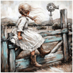 Stretched Canvas Blue Farm Kids