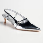 Madison Baila Kitten Slingback Heels - Silver - 8