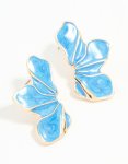 Goldair Gold & Blue Half Flower Stud Earrings