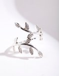 Silver Leaf Double Band Ring - M l
