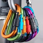 5PCS Random Colors D-shape Carabiner With Lock Outdoor Climbing Backpack Buckle 8CM Aluminum Carabiner D-ring