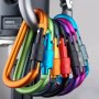 5pcs Random Colors D-shape Carabiner With Lock Outdoor Climbing Backpack Buckle 8cm Aluminum Carabiner D-Ring
