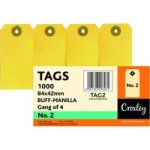 JD2 Buff-manilla Tags - NO.2 84 X 42MM Box Of 1000