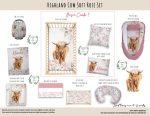 Cot Duvet Bedding Highland Cow Soft Rose Set