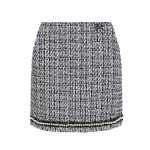 Pearl-embellished Boucl Skirt -black white silver