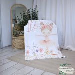 Fleece Blanket Pink Ballerina And Flowers