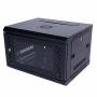 6U Wall Mount Network Server Data Devices Storage Rack Cabinet Lock Glass Door With Cooling Fan Black