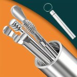 6PCS Stainless Steel Earwax Removal Tool Set Ear Cleaner Kit With Spiral Rotating Ear Spoon Spring Ear Scoop Non-slip Grip 360 C