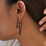 Lightning Shape Dangle Earrings Alloy Minimal Casual Style Drop Earrings Black Color Women's Earring Jewelry For Party