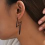 Lightning Shape Dangle Earrings Alloy Minimal Casual Style Drop Earrings Black Color Women's Earring Jewelry For Party