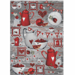 Decoupage Paper White Red Enamel