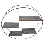 Wood And Metal Wall Shelf 4 Rack Circle 50CM