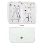 Manicure Set White Artificial Leather 6 Pieces