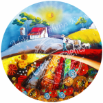 Round Ottoman Printed Panel Vrede Vallei