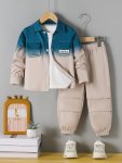 Long Sleeve Gradient Shirt And Jogger Pants 2-PIECE Boys Casual Versatile Co Ord Set For Spring Fall