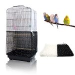 Daoeny 2PCS Adjustable Bird Cage Cover Upgraded Airy Nylon Mesh Parrot Net With Sequins Universal Seed Feather Catcher Soft Bird