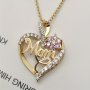 1PC Sparkling Rhinestone Decor Flower Mom Heart Pendant Necklace Mother's Day Gift Birthday Gift