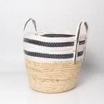 Maize Stripe Basket Large - Black white