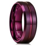 King Will 8MM Purple Matte Tungsten Rings Men's Wedding Rings Basic Beveled Edge Wedding Band For Men Women Comfort Fit And Dura