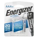 Energizer 4 PK Ultimate Lithium 1.5V Alkaline Aaa Batteries E300019302
