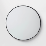 Black Round Brushed Aluminium Mirror
