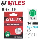 Miles Galv Brad Nail T14 18G 14MM X 1000PCS Miles NO8 MILSTAP8-14